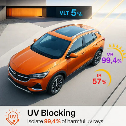 Universal Reduce Infrared Heat & Block UV by 99% Removable Window Tint Film for Cars - DIY Cut for Multiple ShapesMN