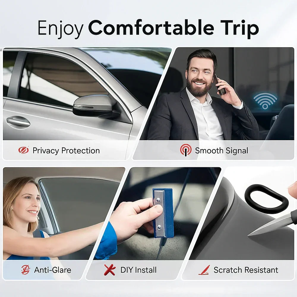 Universal Reduce Infrared Heat & Block UV by 99% Removable Window Tint Film for Cars - DIY Cut for Multiple ShapesMN