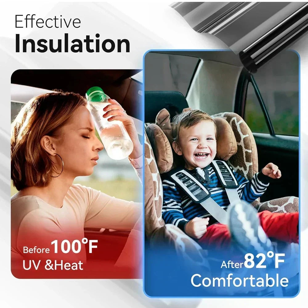 Universal Reduce Infrared Heat & Block UV by 99% Removable Window Tint Film for Cars - DIY Cut for Multiple ShapesMN
